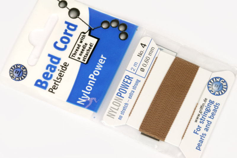NylonPower (Griffin), stáčená nylon. šňůra s jehlou No.4 (0,6mm), 2m - béžová (beige)