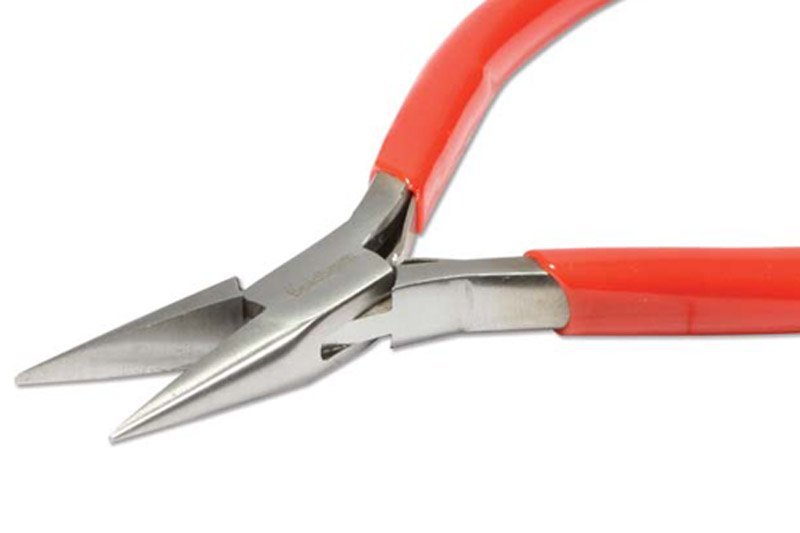 Bižuterní kleště ploché s půlkulatými čelistmi do špičky, The Beadsmith - červené