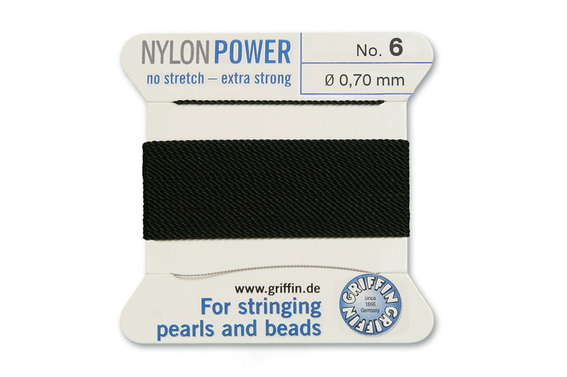 NylonPower (Griffin), stáčená nylon. šňůra s jehlou No.6 (0,7mm), 2m - černá (black)