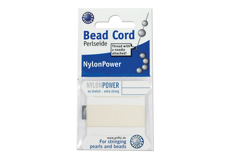 NylonPower (Griffin), stáčená nylon. šňůra s jehlou No.6 (0,7mm), 2m - bílá (white)