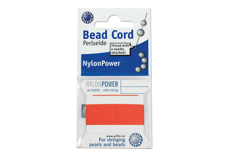 NylonPower (Griffin), stáčená nylon. šňůra s jehlou No.6 (0,7mm), 2m - korálová (coral)