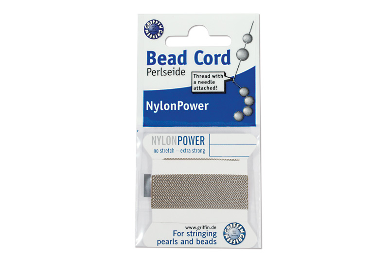 NylonPower (Griffin), stáčená nylon. šňůra s jehlou No.8 (0,8mm), 2m - šedá (grey)