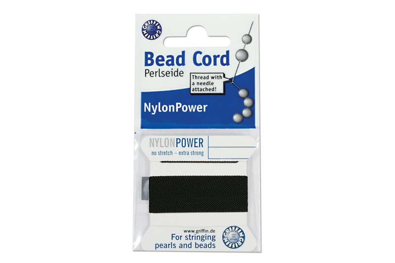 NylonPower (Griffin), stáčená nylon. šňůra s jehlou No.6 (0,7mm), 2m - černá (black)