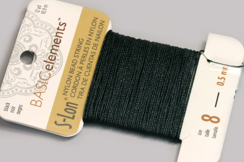 S-Lon Nylon Bead String - navlékací nylonová šňůra, size 8 (0,50 mm), 10,9 m - černá