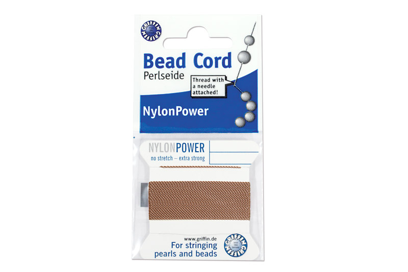 NylonPower (Griffin), stáčená nylon. šňůra s jehlou No.8 (0,8mm), 2m - béžová (beige)