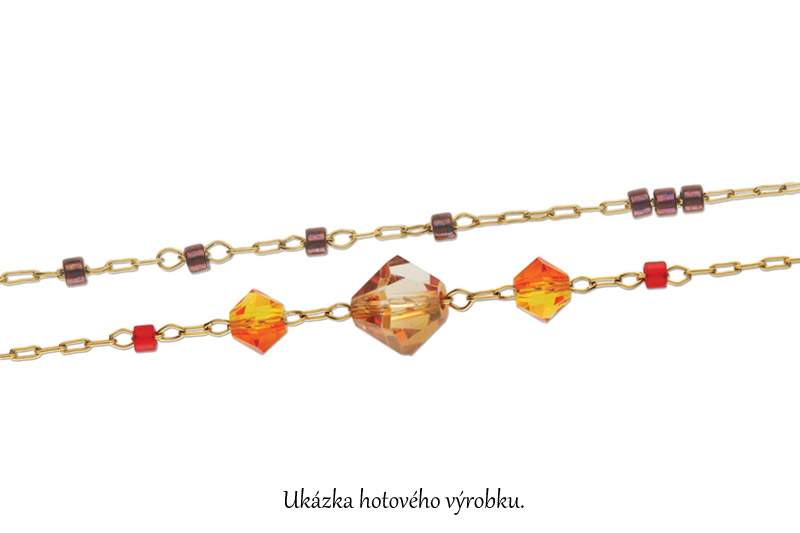 Řetízek na navlékání korálků, nerezová ocel, barva zlatá, The Beadsmith, metráž 1 m
