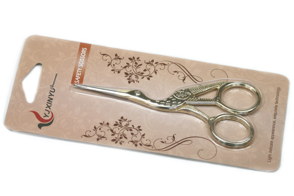 Nůžky ve tvaru čápa, světle zlaté - 1 ks