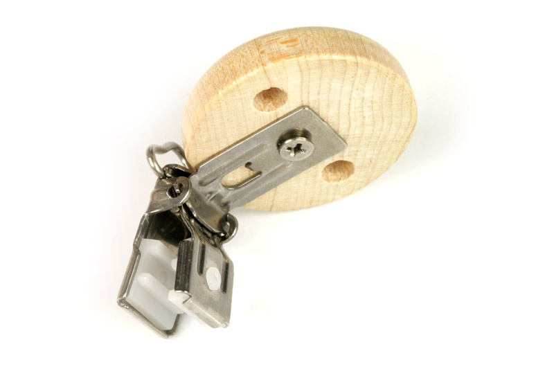 Dřevěný klip na dudlík 35 mm s kovovou sponou, 1 ks - růžová (výroba ČR)