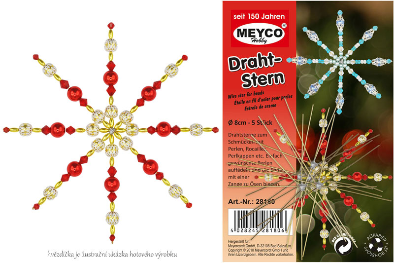 Drátěný základ pro vánoční hvězdy, Meyco - 8 cípů, průměr 8 cm, bal. 5 ks