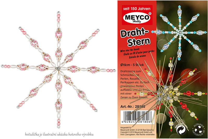 Drátěný základ pro vánoční hvězdy, Meyco - 8 cípů, průměr 15 cm, bal. 5 ks