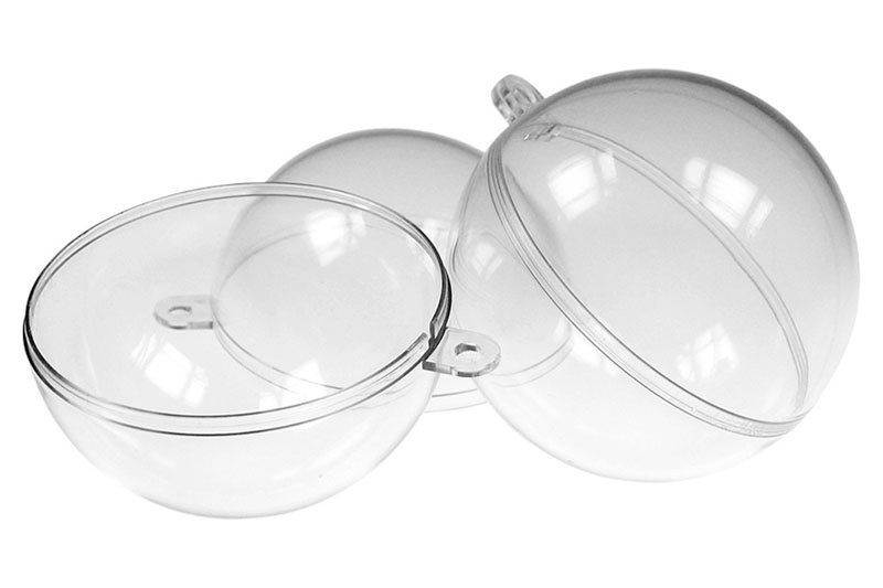 Plastová koule (vánoční baňka) dvoudílná, průměr 8 cm, čirá, 1 ks (jednotlivě balená)