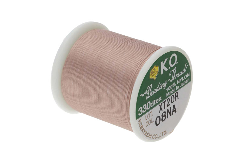 K.O. nylonová korálkovací nit, cívka 50 m, pleťově růžová (natural)