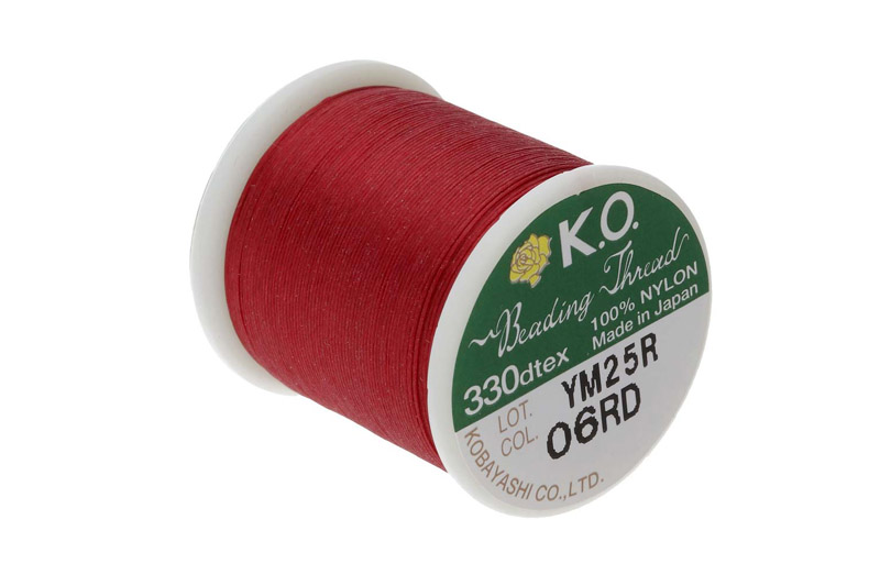 K.O. nylonová korálkovací nit, cívka 50 m, červená (rich red)