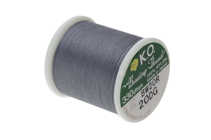 K.O. nylonová korálkovací nit, cívka 50 m, tmavě šedá (dark grey)