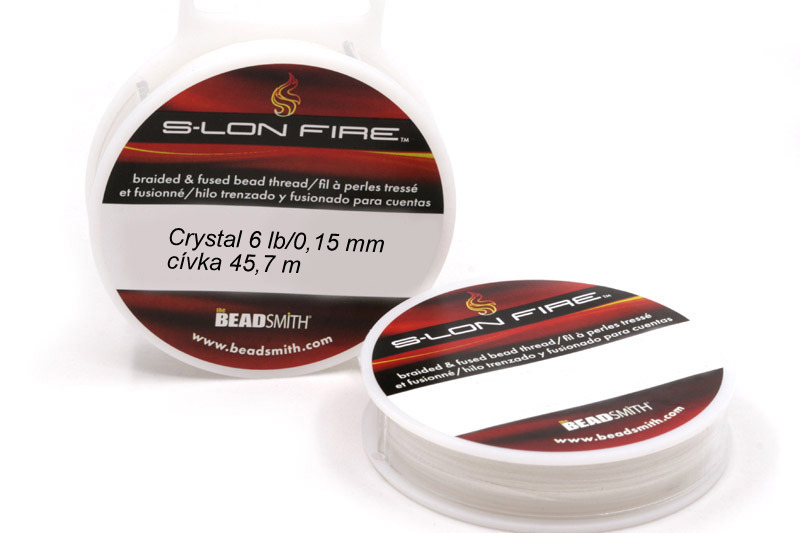 S-LON FIRE Splétaná korálkovací nit - Crystal 6 lb/0,15 mm - bílá, cívka 45,7 m
