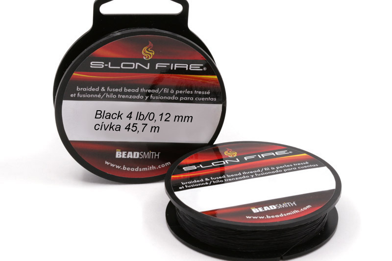S-LON FIRE Splétaná korálkovací nit - Black 4 lb/0,12 mm - černá, cívka 45,7 m