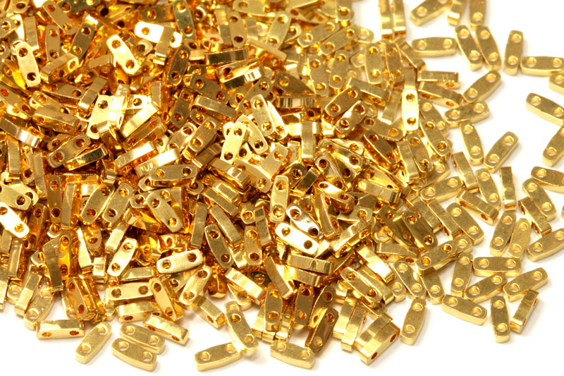 Dvoudírkové korálky Miyuki Quarter Tila 1,2x5 mm, 24K Gold Plated (QTL191), 3 g