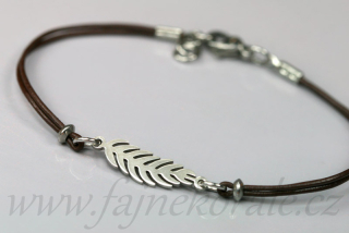 Mezidíl z nerezové oceli, peříčko se 2 očky 29x6 mm, 1 ks