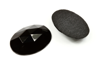 Skleněný kabošon ovál růže 25x18 mm, 1 ks - černý