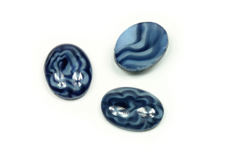 Skleněný kabošon ovál 16x12 mm, 1 ks - modrý, kresba achátu
