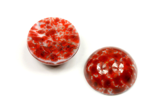 Skleněný kabošon kulatý 18 mm, 1 ks - červenohnědý matrix