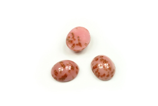 Skleněný kabošon ovál 10x8 mm, 1 ks - růžový s Avanturínem