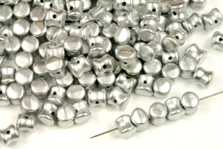 Preciosa Pellet™ 4x6 mm, 30 ks - matná stříbrná pálená (Bronze Aluminium)