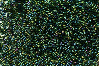 PRECIOSA Delica-RH, válečky 1,3x1,3 mm, bal. 50 g - zelený iris