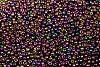PRECIOSA rokajl 9/0 (2,4 - 2,8 mm) RH, bal. 50 g - červený iris (metal. fialová)