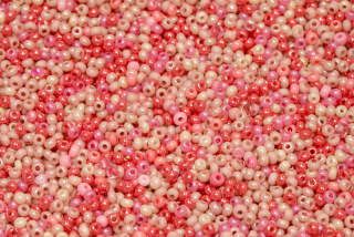 PRECIOSA rokajl MIX 11/0 (2,0 - 2,2 mm), bal. 50 g - smetanovo-růžový mix
