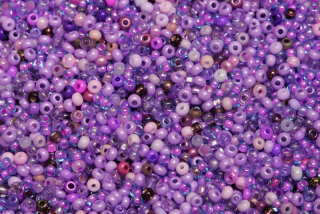 PRECIOSA rokajl MIX 11/0-10/0 (2,0 - 2,4 mm), bal. 50 g - fialový mix