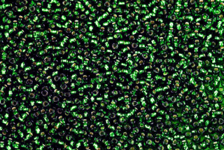 PRECIOSA rokajl 9/0 (2,4 - 2,8 mm) RH, bal. 50 g - transp. chrysolitově zelená, SL
