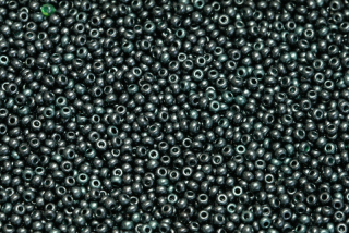 PRECIOSA rokajl 11/0 (2,0 - 2,2 mm) RH, bal. 50 g - barvená černá, tmavě zelená perleť