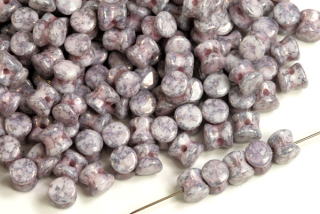 Preciosa Pellet™ 4x6 mm, 30 ks - měděná terakota na křídě (Copper Terracora), mramorovaná