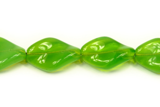 Mačkané korálky vrtule 19x13 mm, 9 ks/17 cm - zelený alabastr