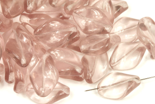 Mačkané korálky vrtule 19x13 mm, 9 ks/17 cm - transparentní světle ametystově fialová