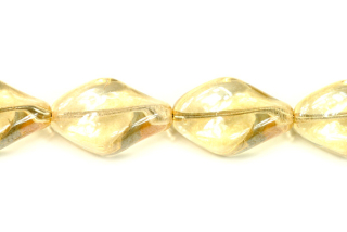 Mačkané korálky vrtule 19x13 mm, 9 ks/17 cm - béžový listr na krystalu