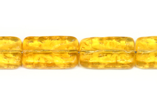 Mačkaný obdélník s profilem, 18x11 mm, 9 ks/16 cm - transp. žlutá, colorado topaz