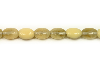 Mačkaná perle šváb 9x7 mm, 19 ks/16 cm - šedo-hnědo-béžová žíhaná