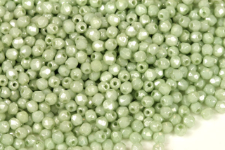 Broušená kulička ohňovka 3 mm, 100 ks - zelený listr na křídě