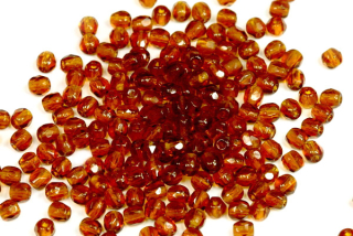 Broušená kulička ohňovka 3 mm, 100 ks - transparentní tmavý topaz