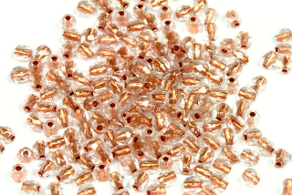 Broušená kulička ohňovka 3 mm, 100 ks - krystal s měděným průtahem