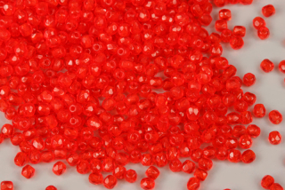 Broušené korálky ohňovky 2 mm, 100 ks - transp. oranžovočervená, hyacint