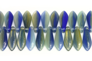 Mačkané jazýčky 5x16 mm, 20 ks - zeleno-modré žíhané