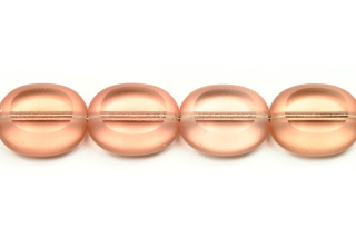 Ploškované korálky ovál 14x12 mm, 1 ks - růžová průhledná s matem