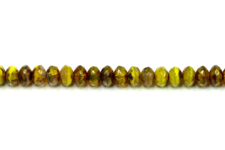 Broušené korálky slavík 3x5 mm, 50 ks/16 cm - žluto-hnědá žíhaná s travertinem
