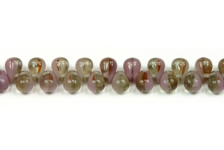 Mačkané korálky slzičky, hrušky, 4x6 mm, příčná dírka, 65 ks - fialová žíhaná