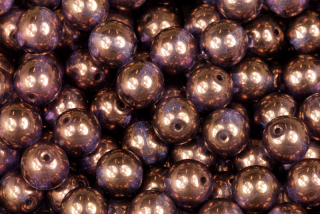 Mačkané korálky kuličky 8 mm, 20 ks/16 cm - fialový listr Vega na krystalu