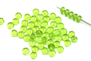 Broušené korálky slavík 2,5x4 mm, 60 ks/16 cm - transparentní světle zelený olivín