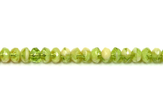 Broušené korálky slavík 3x5 mm, 47 ks/16 cm - béžovo-zelené žíhané